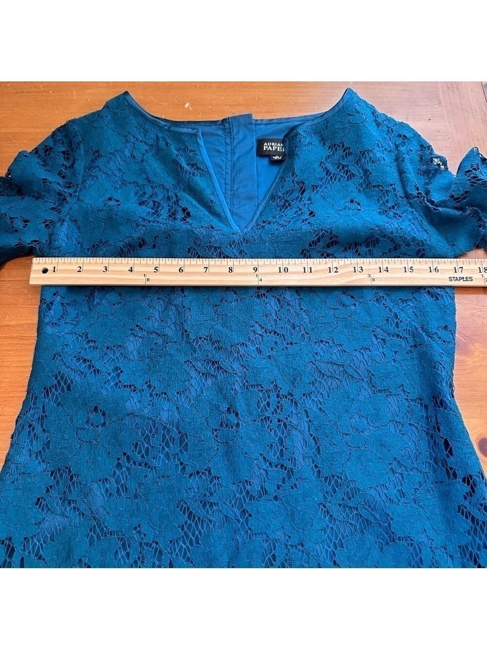 Adrianna Papell Blue Lace Dress Size 4 - Picture 3 of 8